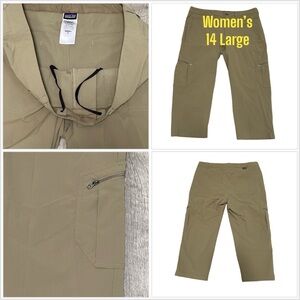 Women’s Patagonia 14 Large Capri Pants Khaki Chino Khakis Stretch Active Hiking